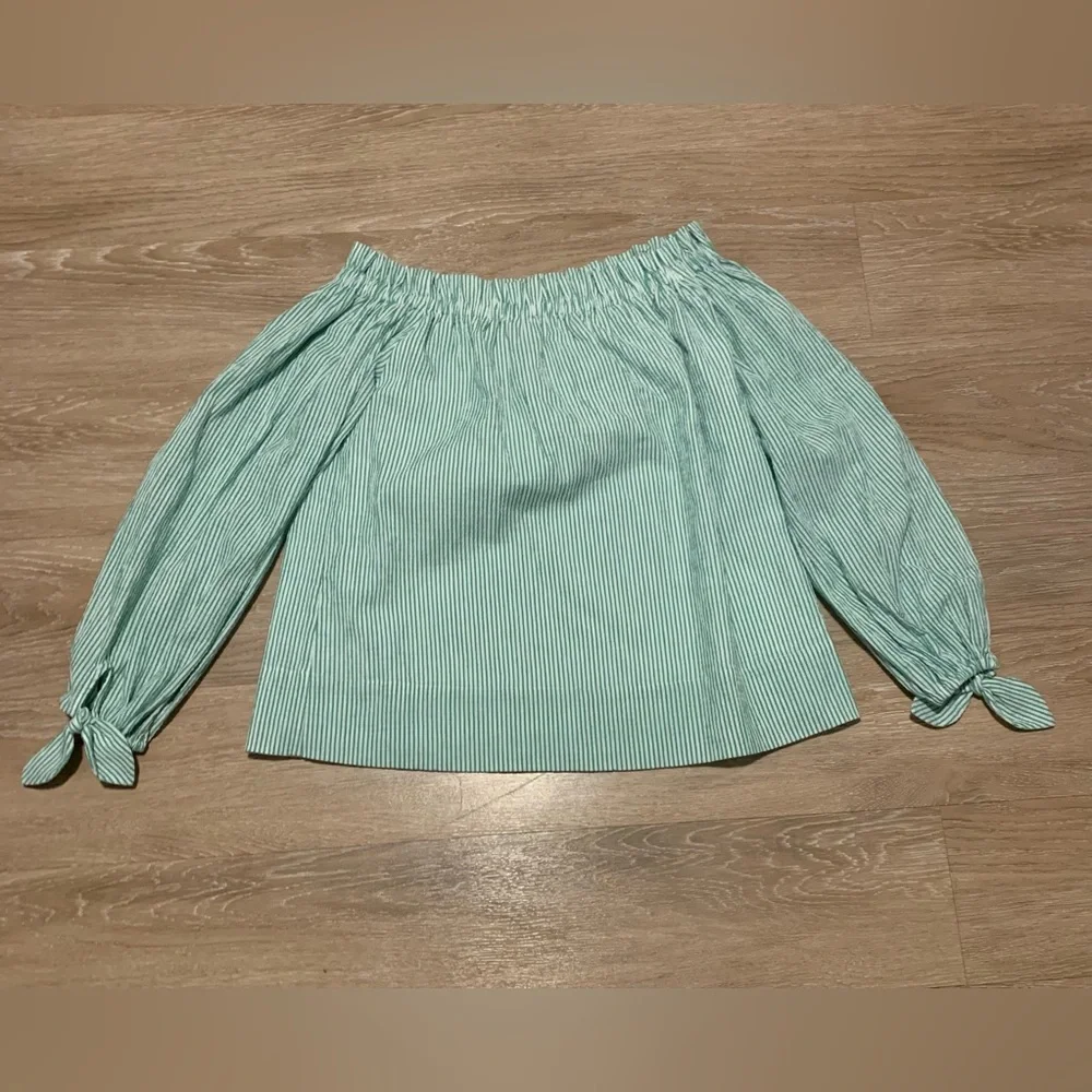 Lilly Pulitzer Mint & White Striped Blouse Size S - Picture 1 of 3
